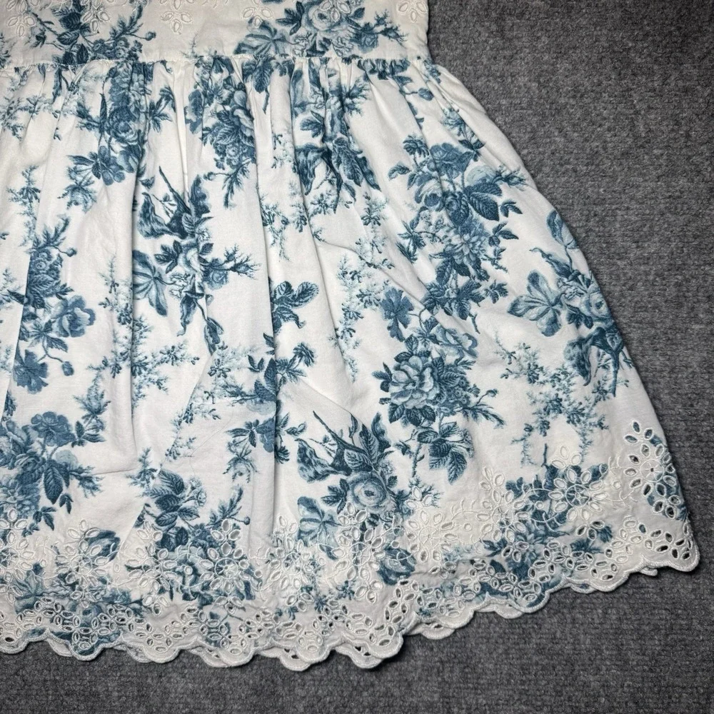 Gap x Love Shack Fancy Dress Floral and Lace Blue White Toddler Size 5 Years